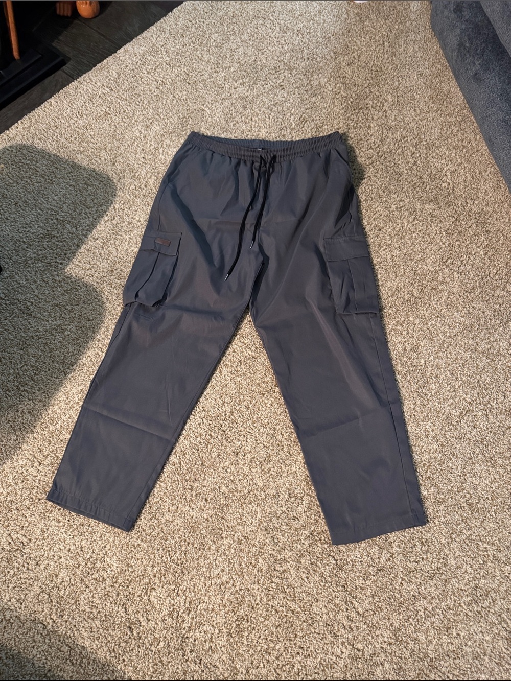 Men's Elastic Waist Cargo Pants - Charcoal
